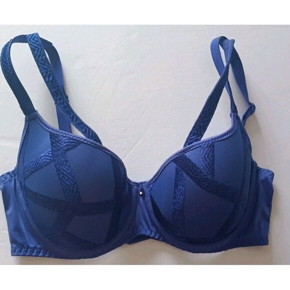 Louisa Bracq Bra Size 30E Royal Blue Strappy Cobalt Collection Luxury Designer - Picture 10 of 11